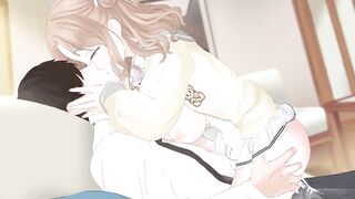 Hot anime bitch rides you while making out