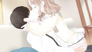 Hot anime bitch rides you while making out
