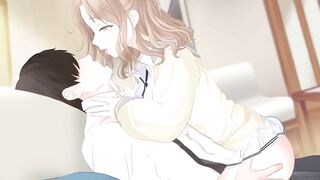 Hot anime bitch rides you while making out