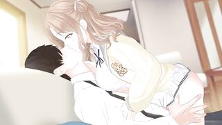 Hot anime bitch rides you while making out
