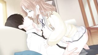 Hot anime bitch rides you while making out