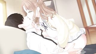 Hot anime bitch rides you while making out