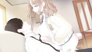 Hot anime bitch rides you while making out