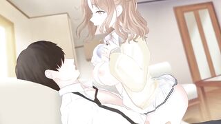 Hot anime bitch rides you while making out