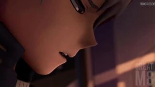 Shouto Todoroki getting a Blowjob from Momo Yaoyorozu