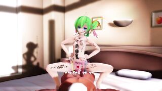 Green Hair Cutie Riding her Favorite Toy GV00140