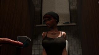 3D Futanari in restroom