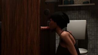 3D Futanari in restroom