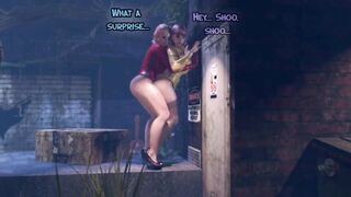 3D Shemale fucked a Woman (MILF) Outside - Futa Animated