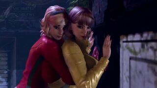 3D Shemale fucked a Woman (MILF) Outside - Futa Animated