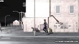 3D Babe Gets Fucked Hard on a Fire Escape