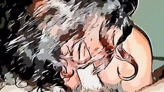 Cartoon wife giving a blowjob