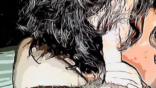 Cartoon wife giving a blowjob