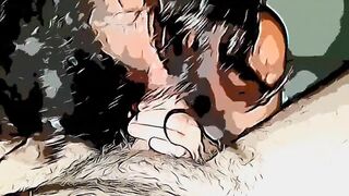 Cartoon wife giving a blowjob