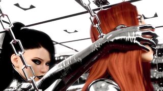 Black Widow in Hardcore Metal Bondage and Latex 3D BDSM Animation
