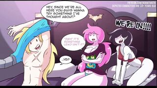 Adult Finn trio with marceline and princes