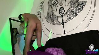 Orgasm in front of the mirror