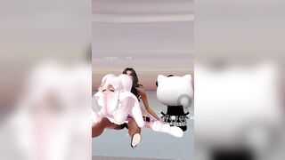 Lesbians Scissoring at the Beach in Lingerie