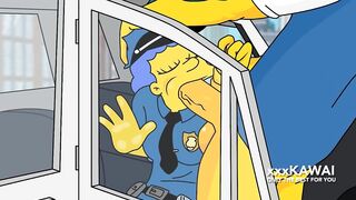 Police Marge tries to arrest Snake but he fucks her. - The Simpson hentai