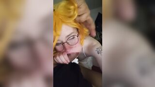 The promised neverland emma suck , deep blowjob, skinny, small Teen cosplay small tits