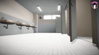 Jerking Off in a Public Toilet - Girl Decided Too (3D HENTAI)