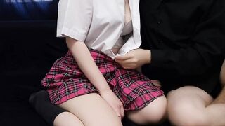 UNDRESSING A SHY JAPANESE SCHOOLGIRL AND TOUCHING HER WET PUSSY
