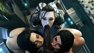 three beautiful girls hot sucking my big cock black (sweet blowjob, sucking huge cock, Hentai 4k) SaveAss