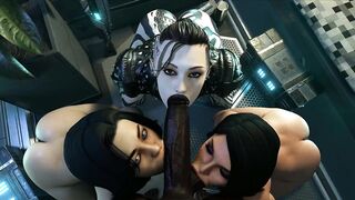 three beautiful girls hot sucking my big cock black (sweet blowjob, sucking huge cock, Hentai 4k) SaveAss