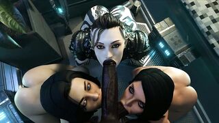 three beautiful girls hot sucking my big cock black (sweet blowjob, sucking huge cock, Hentai 4k) SaveAss