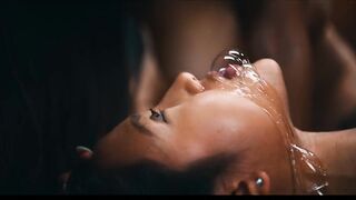 Hot Asian chicks licking each other and milking