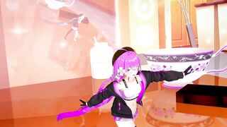 Griseo Honkai Impact Undress Dancing Hentai Song Melancholic Small Tits Girl MMD 3D Purple Hair