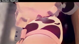 Cow Milk Maid surprises stallion castle owner and gets dicked down against the wall
