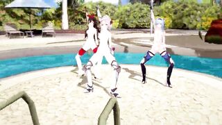 Genshin Impact: 【MMD Dance】Con Calma (Noelle, Amber, Eula).
