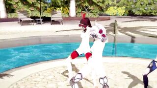Genshin Impact: 【MMD Dance】Con Calma (Noelle, Amber, Eula).