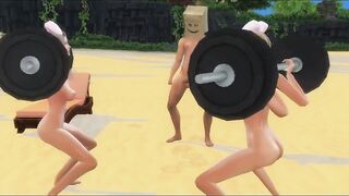 naked beach workout