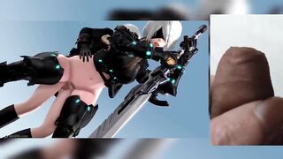 (Exga) 2B from Nier Automata Getting Railed Standing Up - Jerk Off