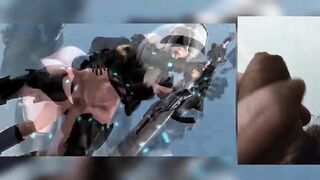(Exga) 2B from Nier Automata Getting Railed Standing Up - Jerk Off