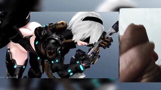(Exga) 2B from Nier Automata Getting Railed Standing Up - Jerk Off