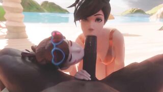 Overwatch Tracer Shares BBC with Dva At The Beach