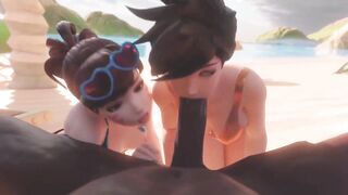 Overwatch Tracer Shares BBC with Dva At The Beach