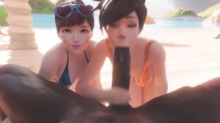 Overwatch Tracer Shares BBC with Dva At The Beach