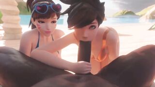 Overwatch Tracer Shares BBC with Dva At The Beach