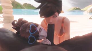Overwatch Tracer Shares BBC with Dva At The Beach