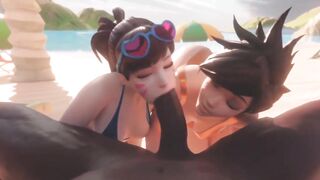 Overwatch Tracer Shares BBC with Dva At The Beach