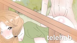 Alex is stuck in the fence ! Minecraft hentai with Steve