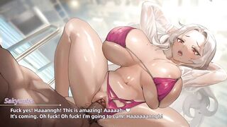 In public swimming pool hot swimming teacher in red bikini cowgirl fuck big dick 18+ anime hentai