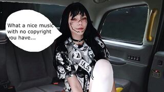 Goth girl gives blowjob in taxi after clubbing all night