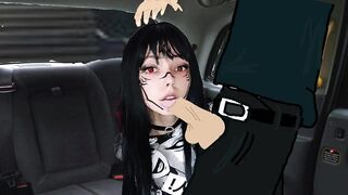 Goth girl gives blowjob in taxi after clubbing all night
