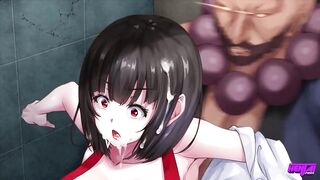 HENTAI PROS - Big Tits Babe Starts Moaning Loud When The Masculine Man Slaps His Dick On Her Face