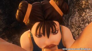 Chun Li of fortnite suck big cock whit deepthroat and squirt cum in her mouth